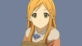 Anime girl blonde hair box - a sad expression free wallpaper