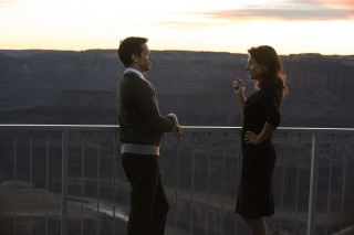 Man woman balcony valley mountains - a balcony free wallpaper