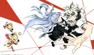 Anime couple hugging red white - a pattern free wallpaper for desktop