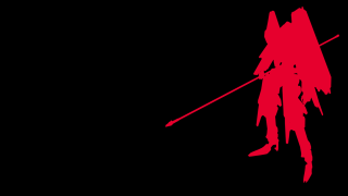 Red silhouette man spear viennese - a spear free wallpaper