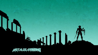 Silhouette man sword hill ruins - a green sky free wallpaper