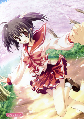 Girl running woods knife bird - her hand and a bird free wallpaper