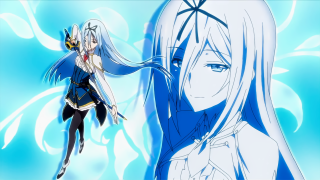 Woman white hair blue dress 2 - long white hair free wallpaper