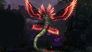 Red bird flying forest trees - the wing free wallpaper