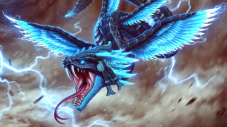 Blue dragon large beak lightning - a large mouth free wallpaper