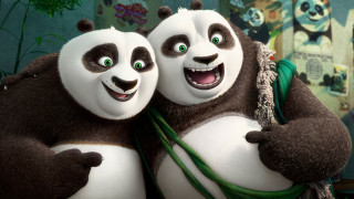 Pandas hugging cartoon scene foreground - a cartoon scene free wallpaper