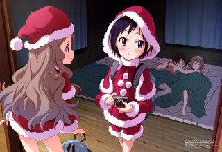 Girl santa outfit camera room - a detailed painting free wallpaper for desktop
