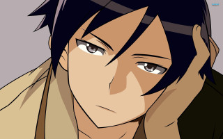 Man brownjacket blackhair portrait celshading - his head free wallpaper