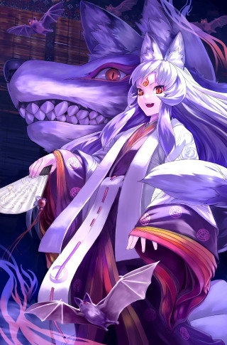Woman purple outfit dragon head - a dragon free wallpaper for mobile