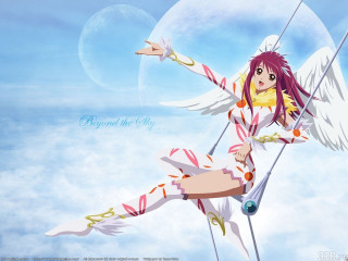 Anime girl long hair wings - a pole free wallpaper