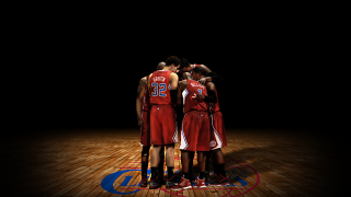 Basketball players court huddle team - process art free wallpaper