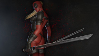 Woman red black costume swords - deviantart artstation free wallpaper