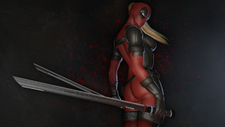 Woman red black costume swords 2 - deviantart artstation free wallpaper