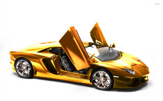 Gold sports car open doors 3 - luxury free wallpaper