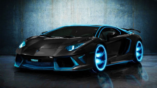 Black blue sports car blue - a concrete wall free wallpaper