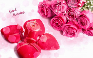 Candles roses table good morning - bright morning free wallpaper