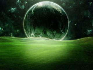 Green field large moon middle - a. hardy free wallpaper