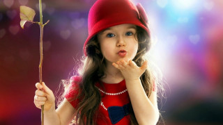 Little girl flower funny face - a funny face free wallpaper for desktop