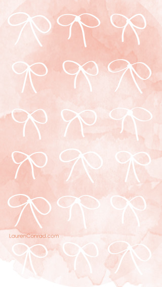 White bows pink background watercolor - a bunch free wallpaper for mobile