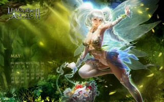 Fairy white hair green body - a white hair free wallpaper