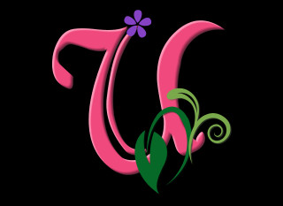 Pink letter flower green leaf 2 - verdadism free wallpaper