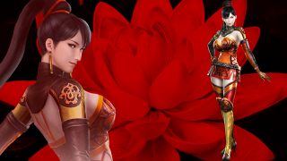 Woman costume red flower black - high detail 8 k free wallpaper
