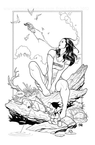 Girl sitting log bird flying - above her free wallpaper for mobile