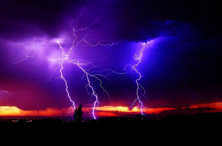 Purple sky lightning bolt building - sky free wallpaper