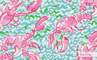 Pink blue pattern crabs leaves - emily shanks free wallpaper