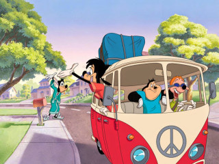 Cartoon bus people waving peace - loony toon free wallpaper