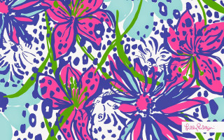 Colorful flower pattern blue background 2 - a screenprint free wallpaper for desktop