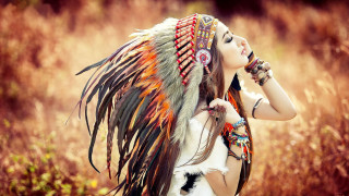 Woman feather headdress bracelet neck 4 - headdress free wallpaper