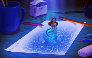 Mermaid drawing paper cup water - artist free wallpaper for desktop