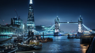 City skyline bridge boats nighttime 3 - christopher wren free wallpaper