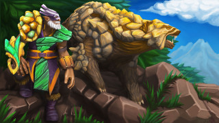 Bearded man large animal forest - character art free wallpaper