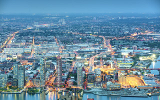 City tall buildings river nighttime 2 - the building free wallpaper