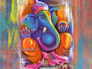 Colorful ganesha painting wooden table - painting free wallpaper