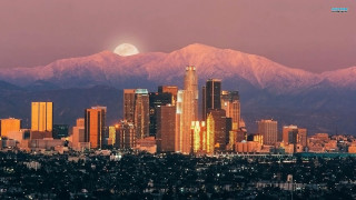 City fullmoon mountains pinksky purple - elbridge ayer burbank free wallpaper