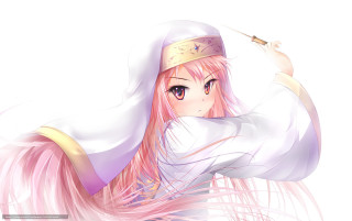 Girl pink hair white dress 3 - her head and a cigarette free wallpaper