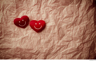 Red hearts with faces romanticism - two red heart free wallpaper