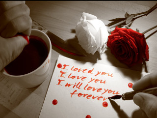 Person writing rose coffee love - a piece of paper free wallpaper