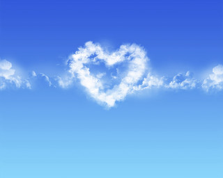 Heart shaped cloud field grass - blue sky free wallpaper for desktop