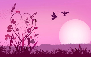 Pink sunset bird flying field - ammi phillips free wallpaper