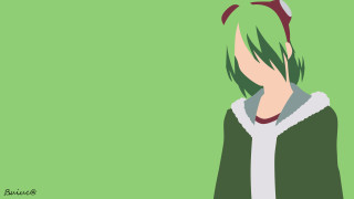 Green hair green background white - minimalist free wallpaper for desktop