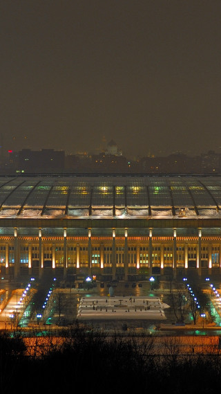 Large building lit roof night - abram arkhipov free wallpaper