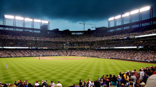 Baseball stadium crowd cloudy day - lot of people watching free wallpaper
