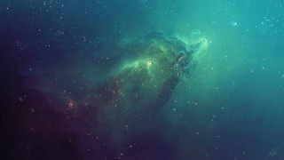 Large star cluster blue sky 2 - green center free wallpaper