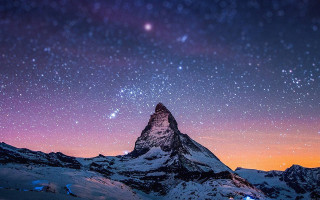 Mountain snow covered purple sky - night sky free wallpaper