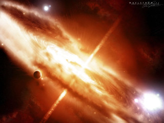 Large black hole bright light - the center free wallpaper