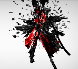 Broken glass sculpture red ribbon - cyberpunk art free wallpaper for tablet